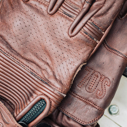 Gants cuir Ride Free Marron  avec protection des doigts 70's seventies