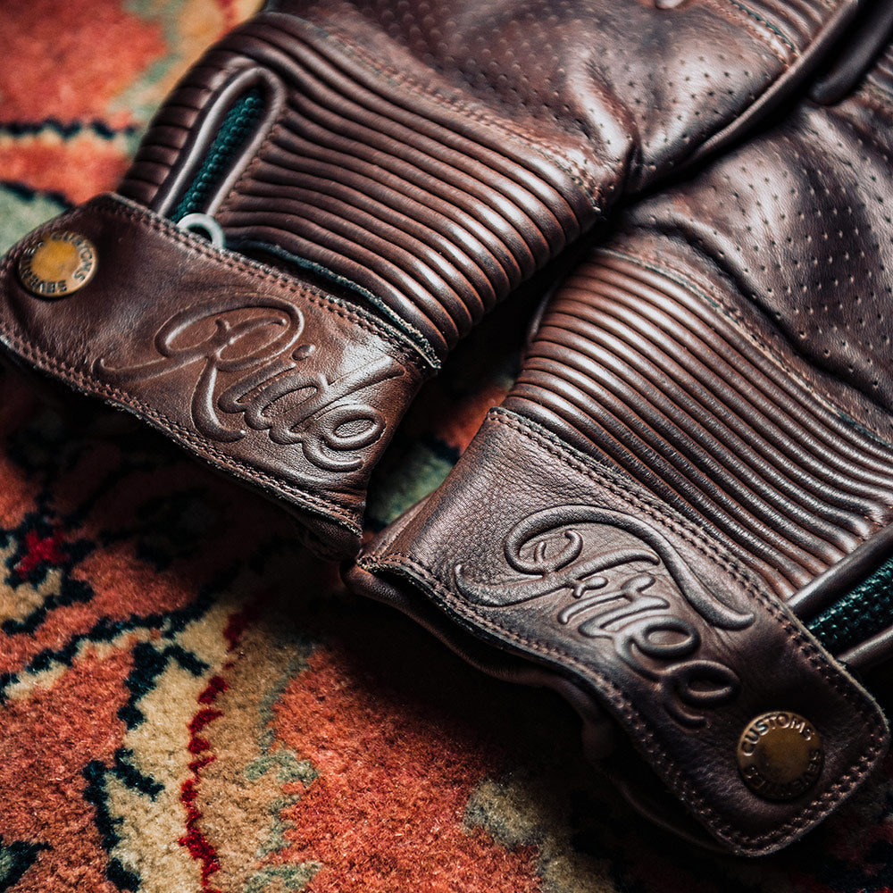 Gants cuir Ride Free Marron  avec protection des doigts 70's seventies